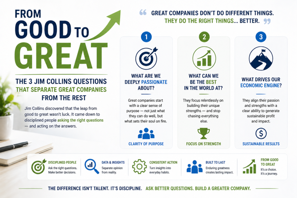“But Ted, these lessons are from billion-dollar companies. How do they apply to a business like ours?” It’s a fair question—and one I hear all the time in my strategy sessions. Books like Good to Great by Jim Collins are often studied through the lens of corporate giants...Read more...