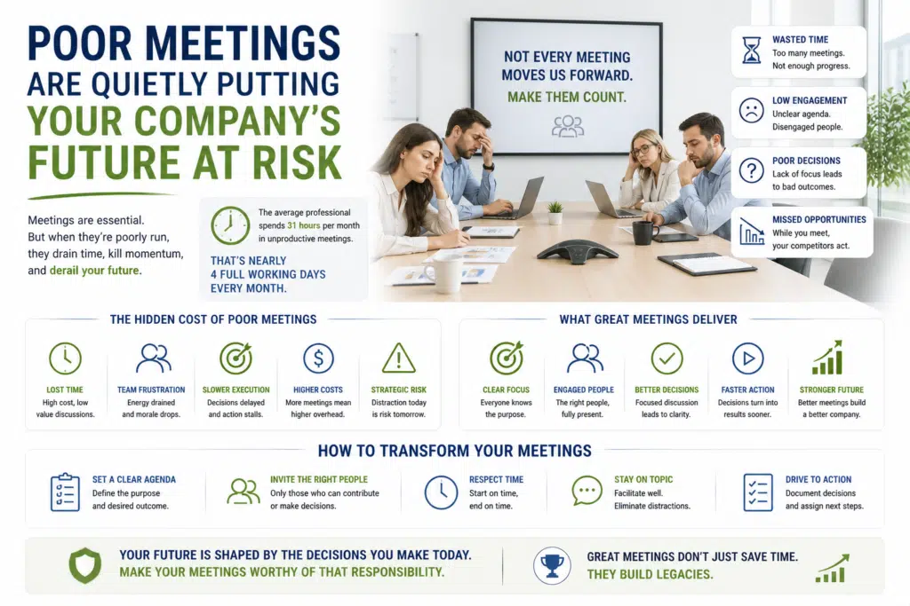 Most leadership teams think their meetings are fine. They’re organized, efficient… and completely forgettable.
But here’s the truth: Boring meetings destroy decision-making. ….. Read More …..