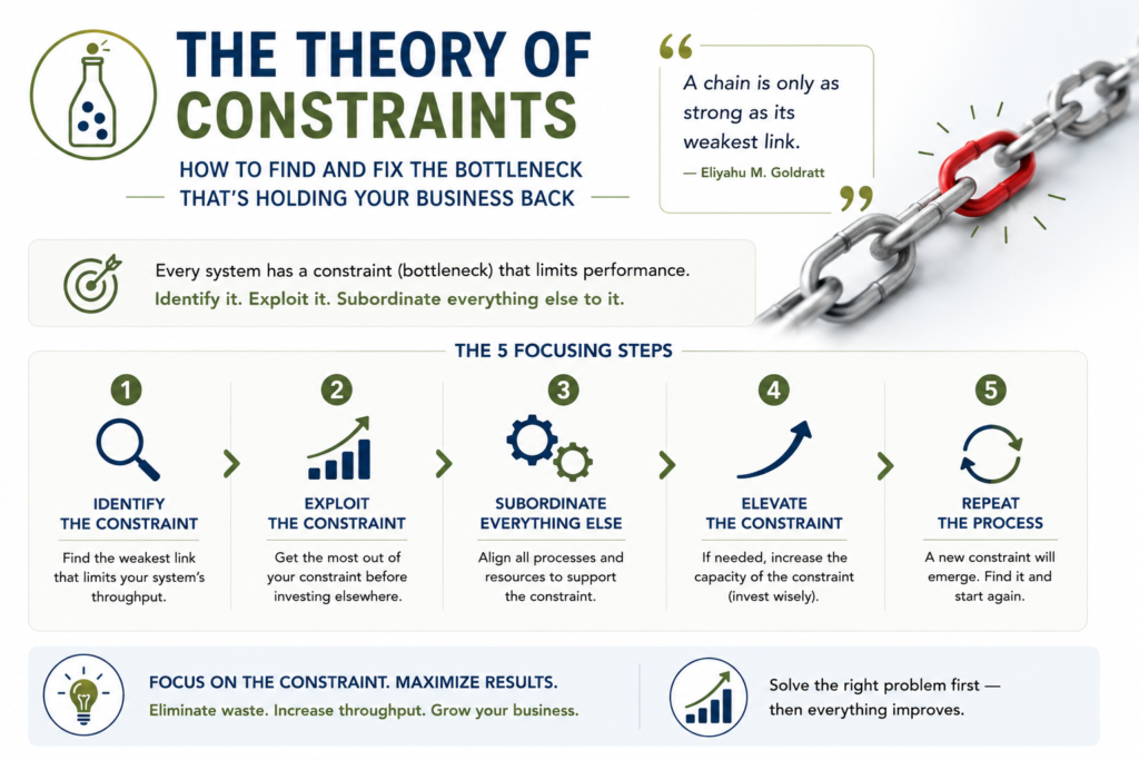If your business feels busy but not productive, you’re probably facing a constraint - that limits performance. It’s the weak link in the chain. That’s the essence of Eliyahu Goldratt’s Theory of Constraints. Here’s how to break through … Read More …
