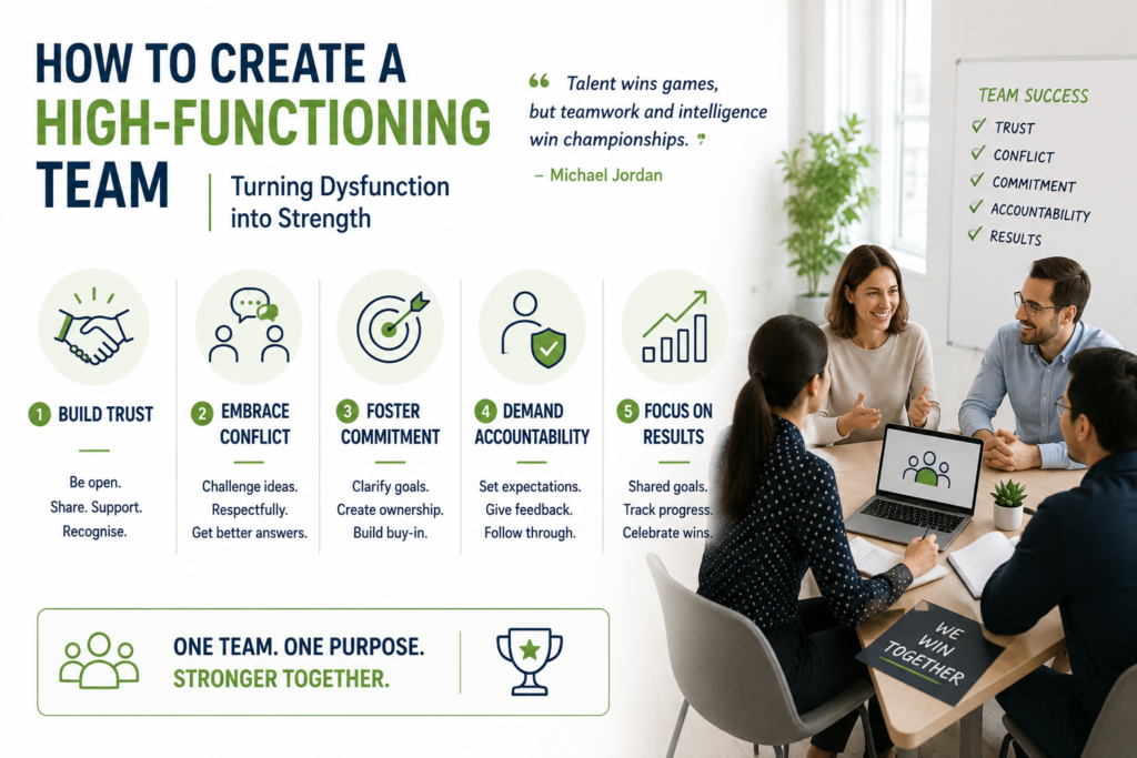 Every leader wants a high-performing team. But many quietly struggle with dysfunction — lack of trust, poor accountability, or unclear goals. Patrick Lencioni identified 5 common dysfunctions that hold teams back … Read More ….
