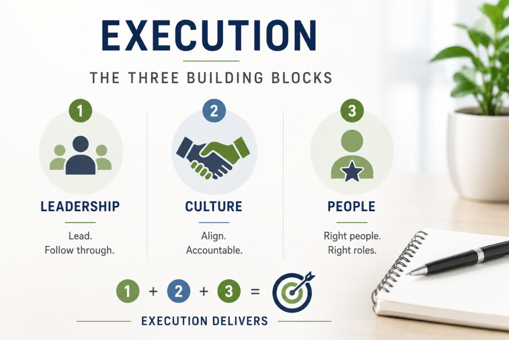 Every leader talks about execution. Few truly master it. Execution isn’t about ticking off plans — it’s about turning vision into measurable results. Here are the 3 Building Blocks of execution that drive lasting success … Read More …
